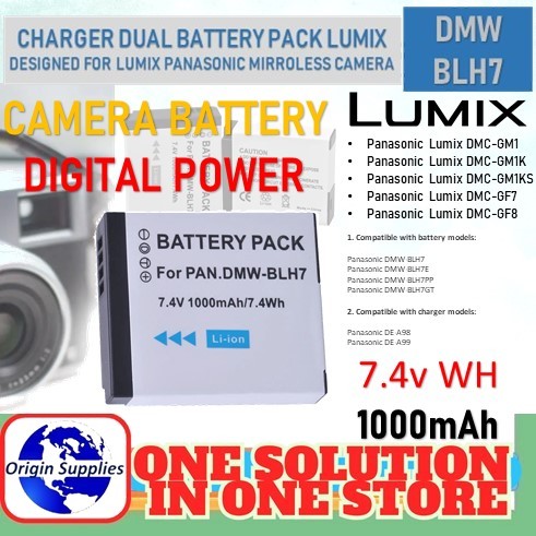 Battery DMW-BLH7 Replacement for Panasonic Lumix DMC-GM1W, Lumix DMC-GM5, Lumix DMC-GM5K, Lumix DMC-