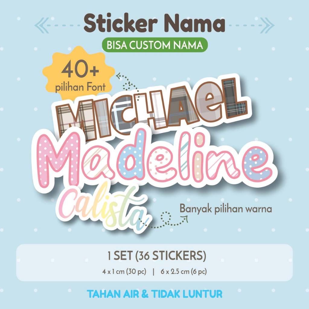 

STICKER NAME SERIES STIKER NAMA SERIES WATERPROOF ANTI AIR - SNS024