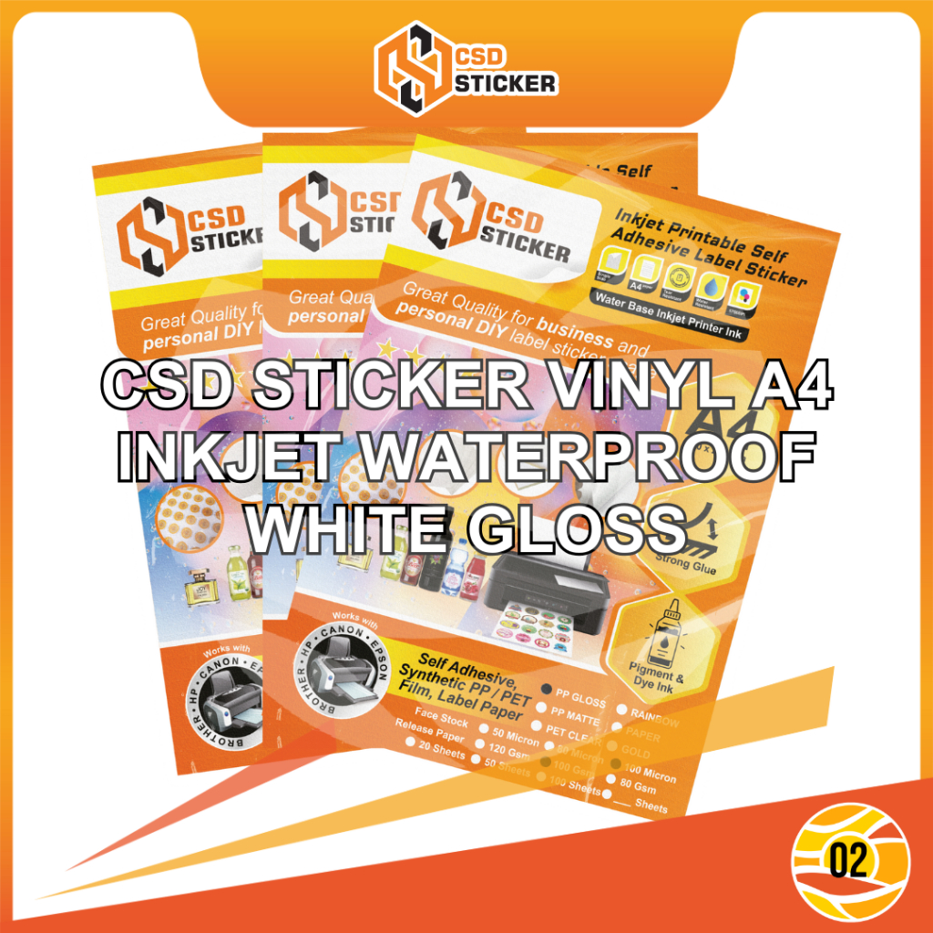 

Clearance Sale CSD Sticker Vinyl Print Inkjet A4 Stiker Label Waterproof Anti Air - Mix