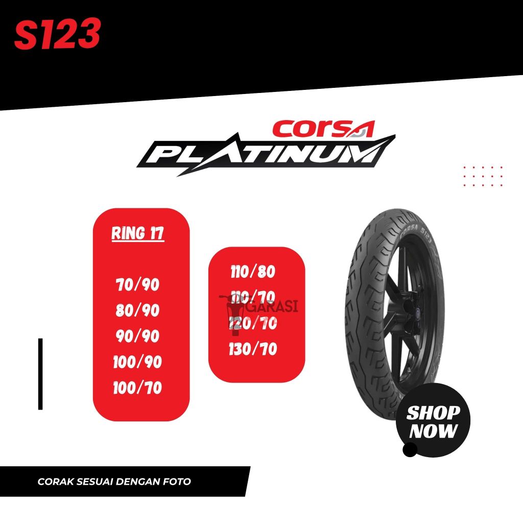 CUCI GUDANG Corsa Ban Motor Tubeless S123 70/90 80/90 90/90 100/70 100/90 Ring 17 Jupiter Supra Blad