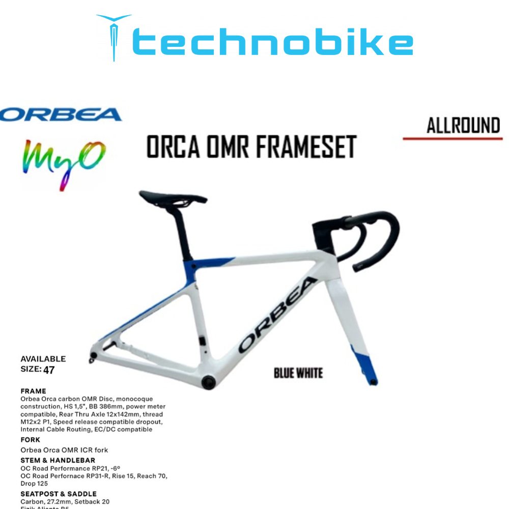 FRAME ORBEA ORCA OMR WHT BLUMYO47#B INCLUDE STEM, HB, SEATPOST, SADDLE