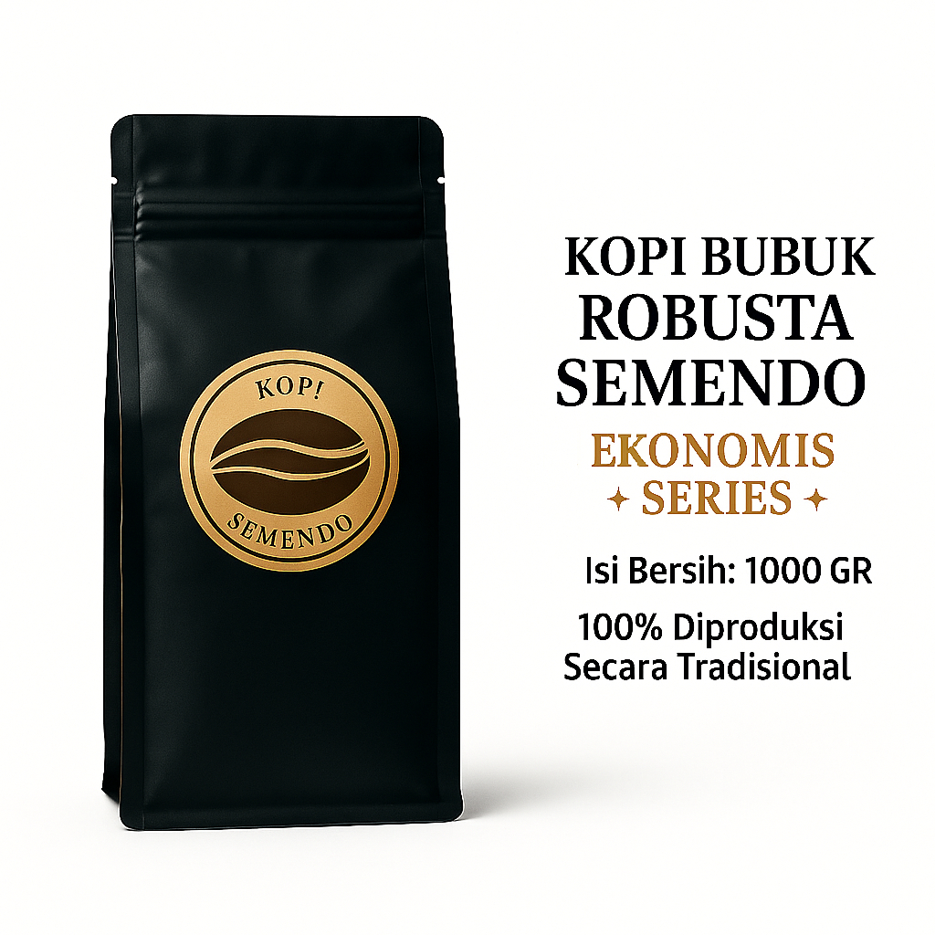 

Kopi Bubuk Robusta Semendo Varian Ekonomis 1kg / 1000gr – Cocok untuk Harian, Rasa Tetap Kuat
