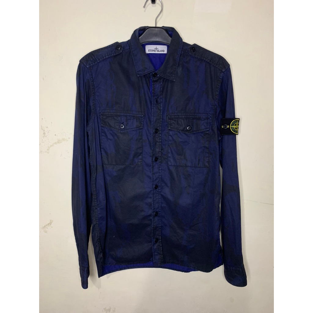 Overshirt Kemeja Camo Biru