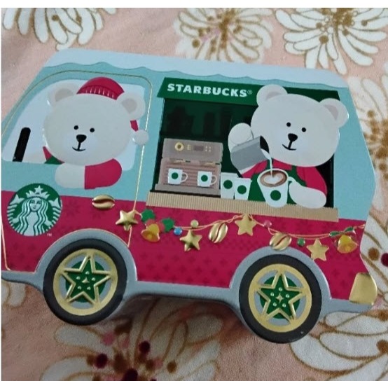 Kotak Toples Kaleng Tin Can Starbucks Bearista Holiday Car Coffee Truck