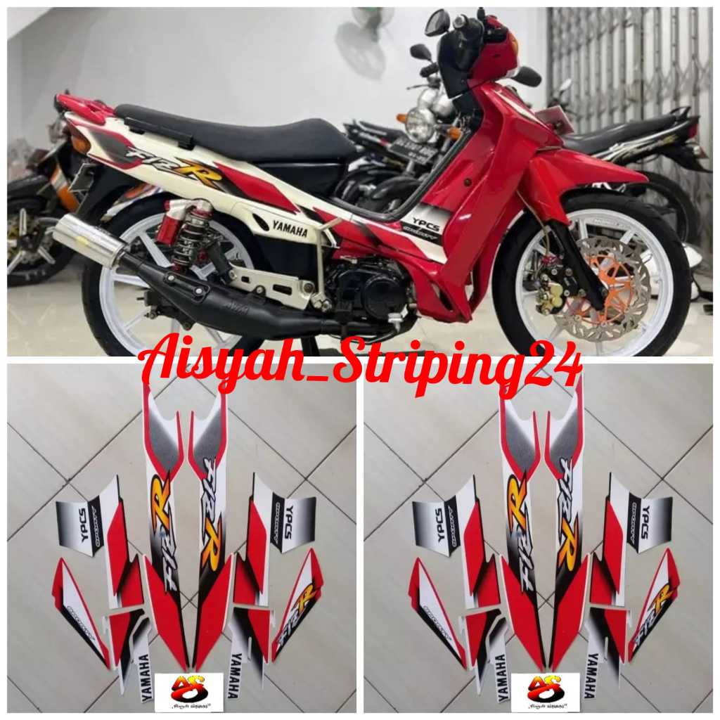 STIKER STRIPING LIS LIS POLET BODY MOTOR F1ZR FIZ R TAHUN 2001 2002 PUTIH MERAH