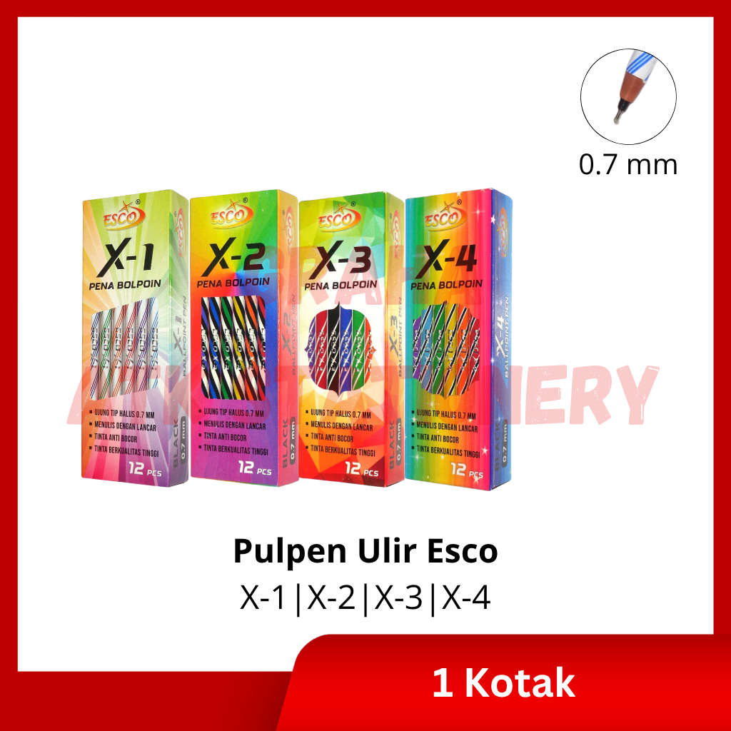 

[1 Kotak] Pulpen Ulir Esco X-1 X-2 X-3 X-4 / Ball Pen / Pena Ulir 0.7mm Esco X-1 X-2 X-3 X-4