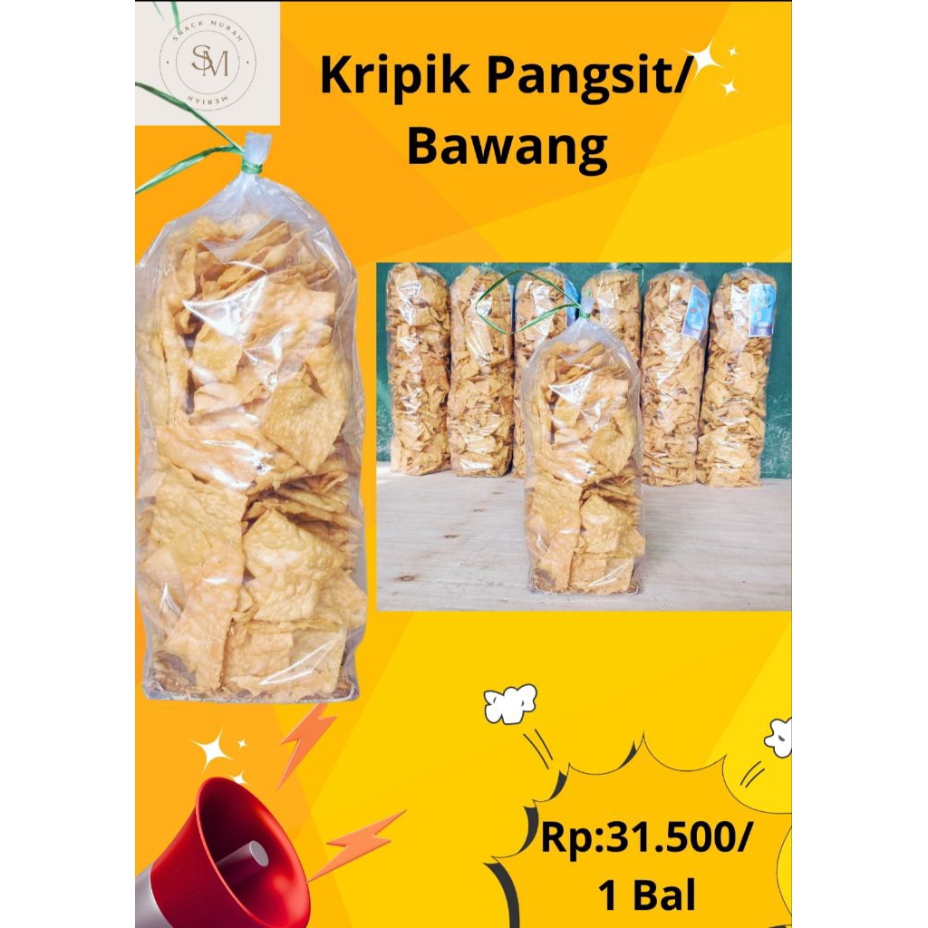 

Keripik Bawang/keripik pangsit 1 bal murah meriah