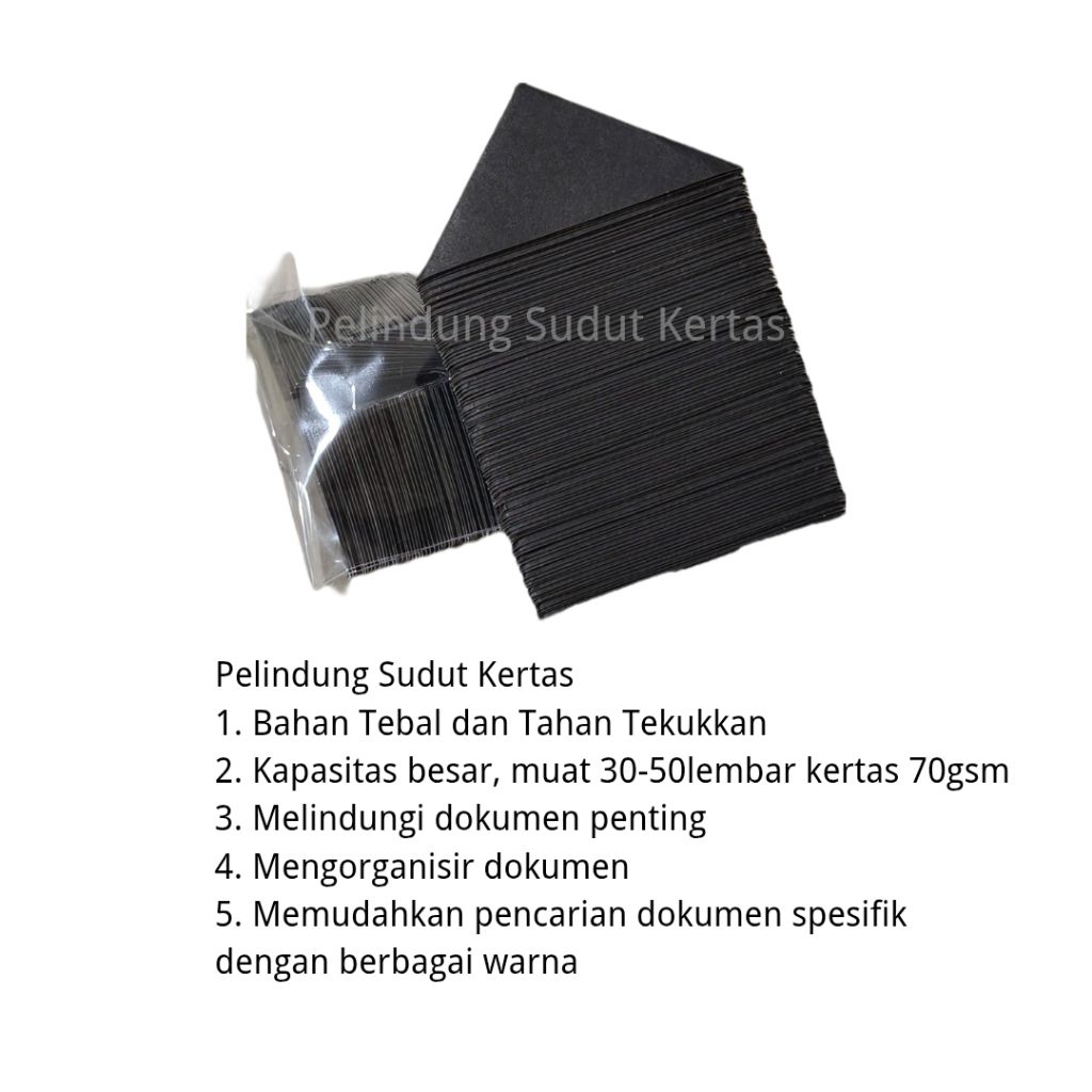 

Pelindung Sudut Kertas / Siku Kertas Dokumen Isi 100pcs HITAM