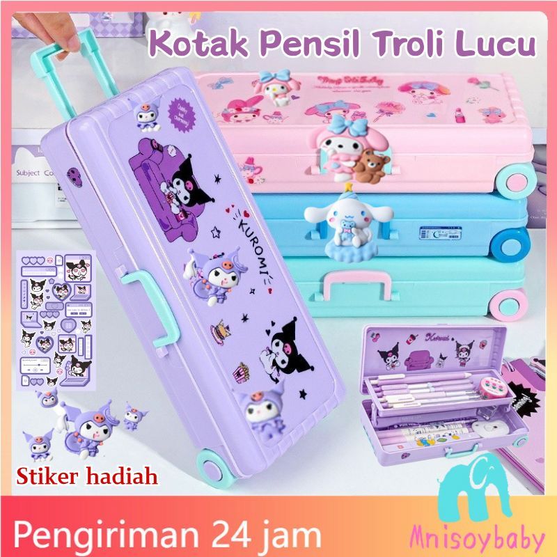 

【COD】Kotak Alat Tulis Berbentuk Kotak Troli Lucu dengan Stiker Sanrio Lapisan Ganda Kotak Pensil Plastik Kapasitas Besar Hadiah Alat Tulis Siswa