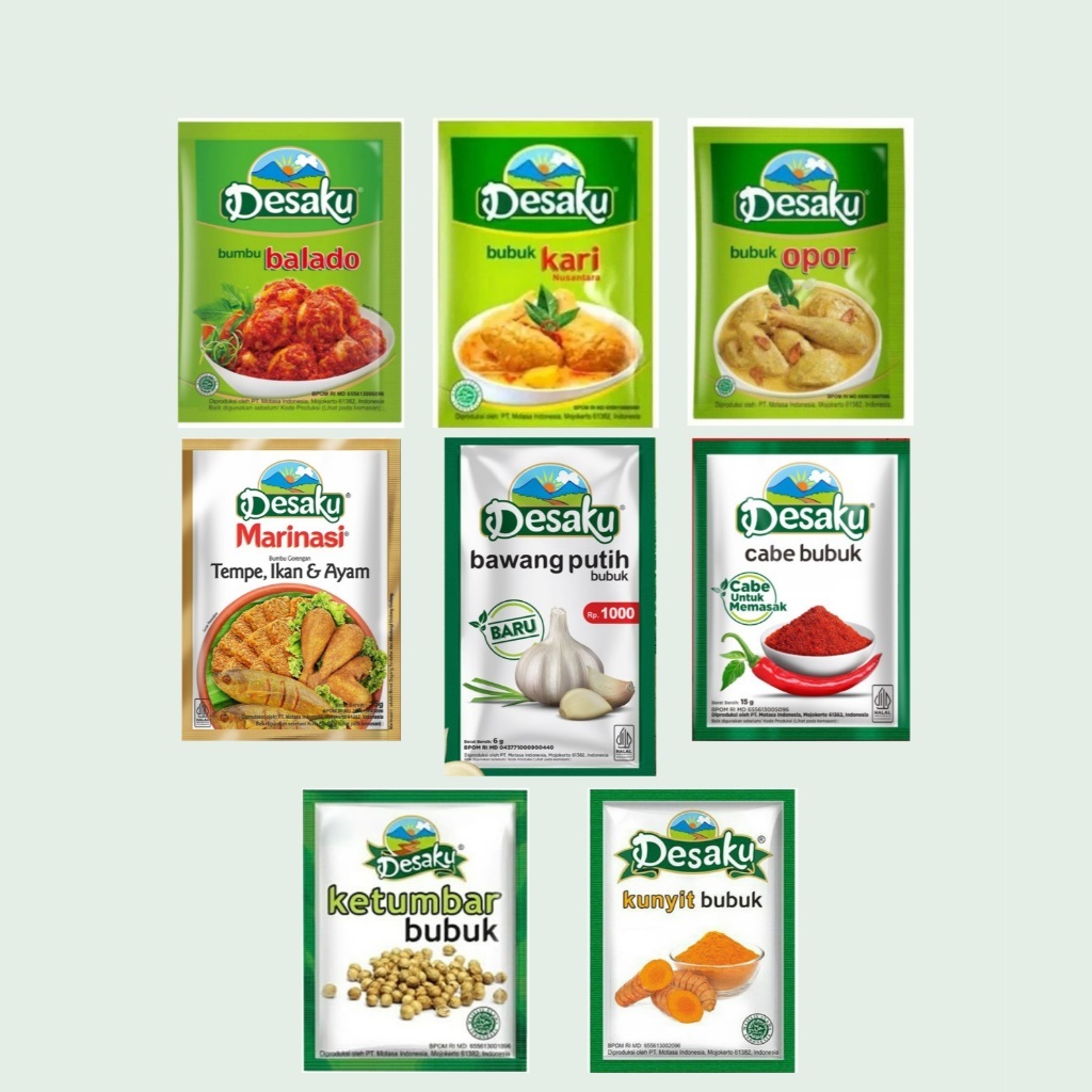 

[PEDAGANG MURAH] ECER BUMBU MASAKAN DESAKU BUMBU MASAK ANEKA MASAKAN Desaku Bumbu Bubuk Kunyit Ketumbar/Bawang Putih Marinasi Ladaku PER PCS