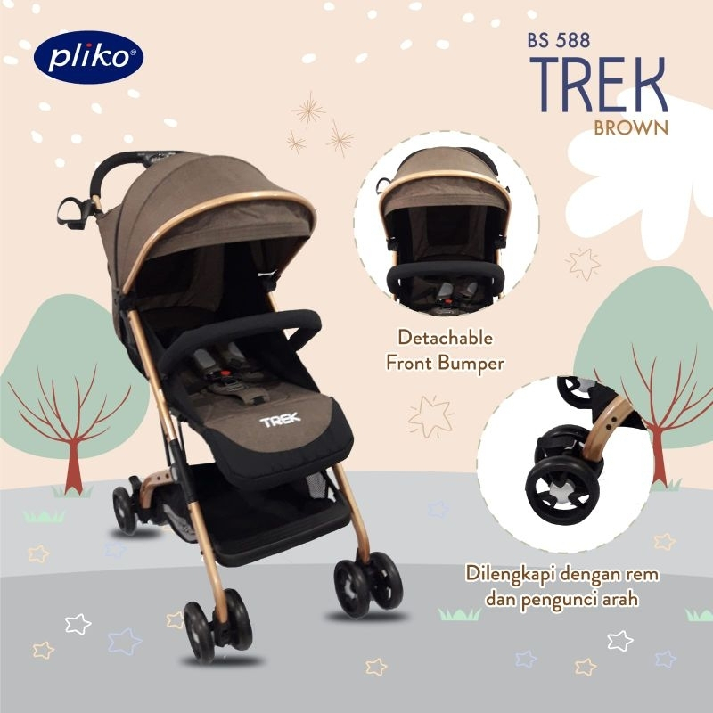 Preloved Stroller bayi Pliko Trek alumunium sistem one hand fold
