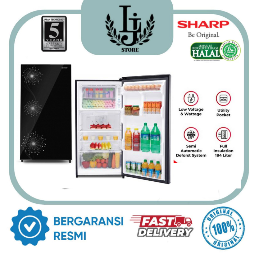 Kulkas Sharp 1 Pintu Double freezer SJ-X197W-DW Kulkas 1 Pintu Sharp Double Freezer
