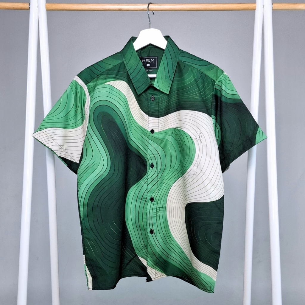 Kemeja Hawai Pria dan Wanita Motif GREEN PIECE