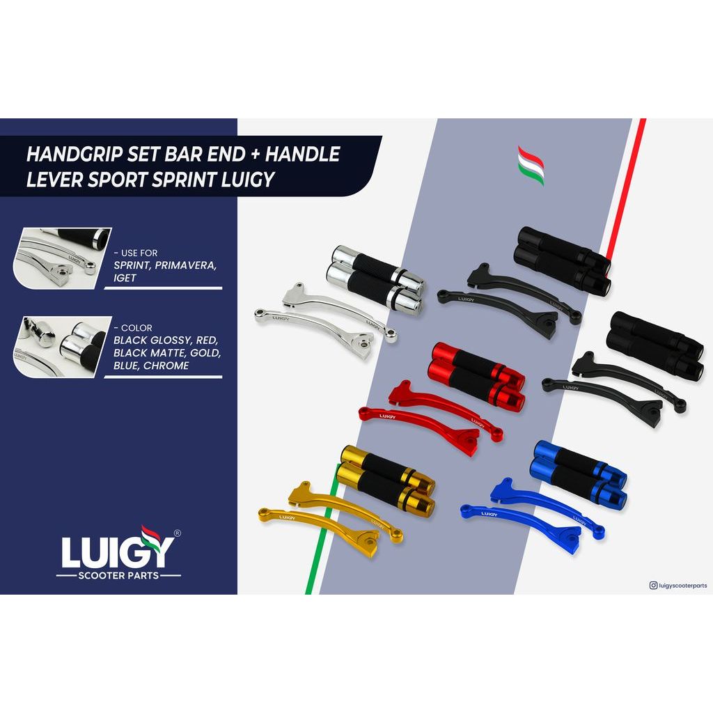 Handgrip Set Bar End + Handle Lever Sport Vespa Sprint Primavera Iget RS-01 Luigy