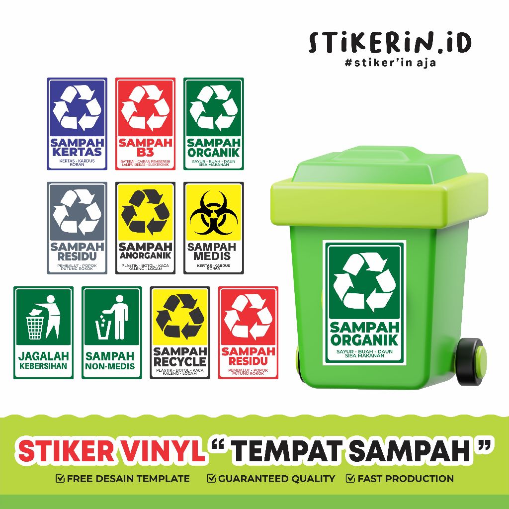 

Stiker Tempat Sampah Anorganik Medis / NON-Medis Jagalah Kebersihan
