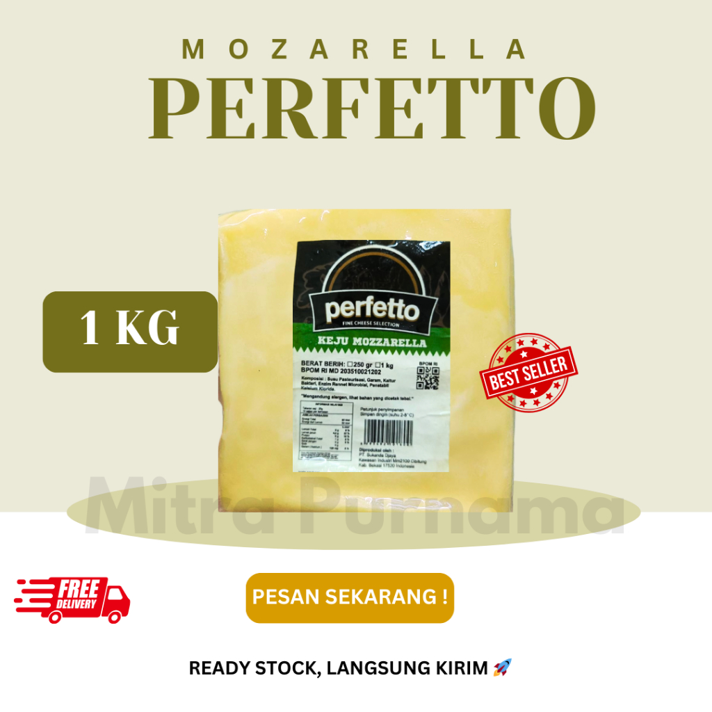 

Keju Mozarella Perfetto 1kg / Mozzarella Cheese perfetto 1kg
