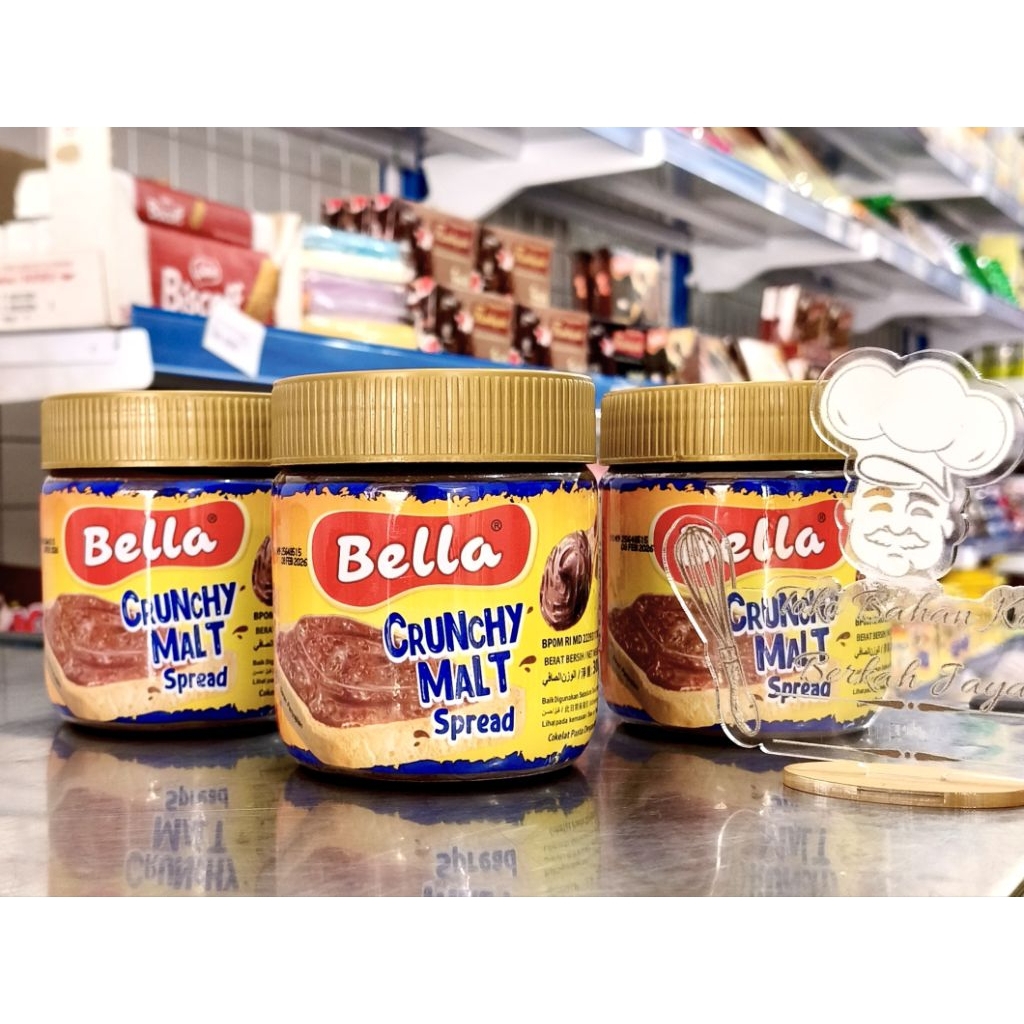 

Bella Choco Crunchy Malt Spread 300gr/Selai Coklat Gandung Krispi 300gr/Selai Roti Sarapan/Bella Selai Coklat Gandum Crispi