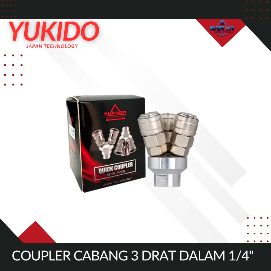 YUKIDO QUICK COUPLER Cabang 3 Sambungan Selang Angin