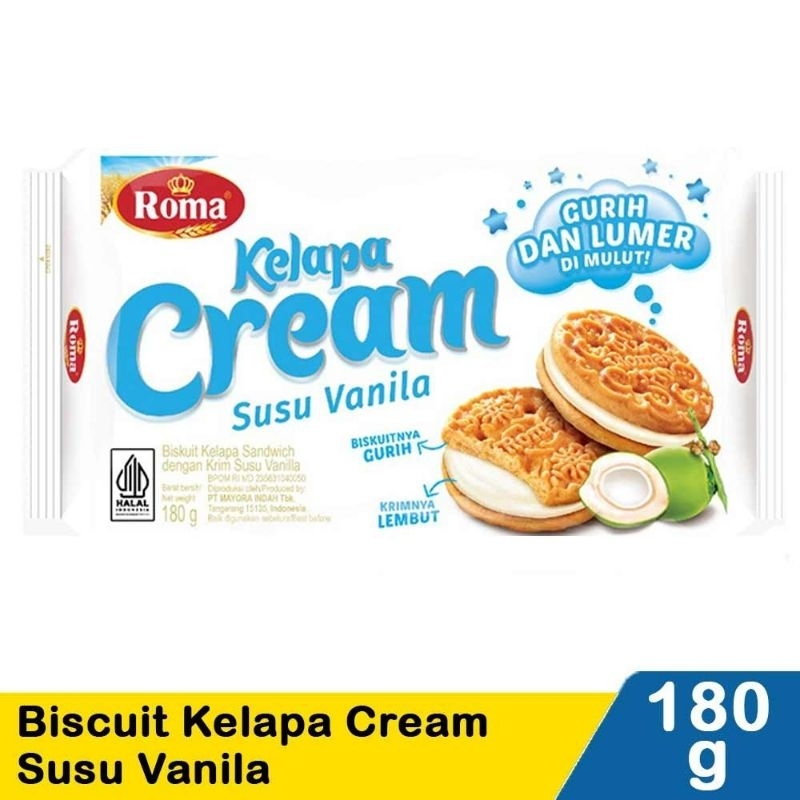 

ROMA Kelapa Cream Susu Vanilla 174 g – Biskuit Kelapa Renyah & Aroma Vanilla