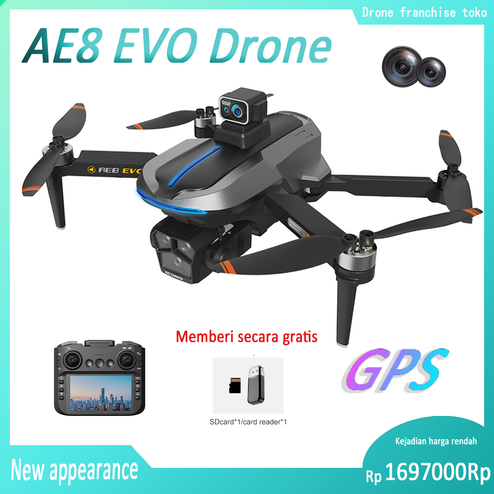 Drone pemosisian GPS AE8 EVO, jarak kendali jarak jauh ultra-panjang 1000 meter, sistem pemosisian G