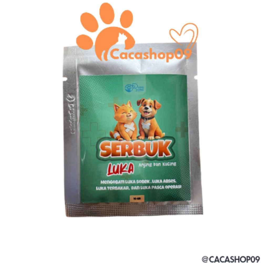 DUNGDUNG Serbuk Obat Luka Luar Cakar Bernanah Pasca Operasi Antiseptik Antibiotik Kucing Anjing 10gr