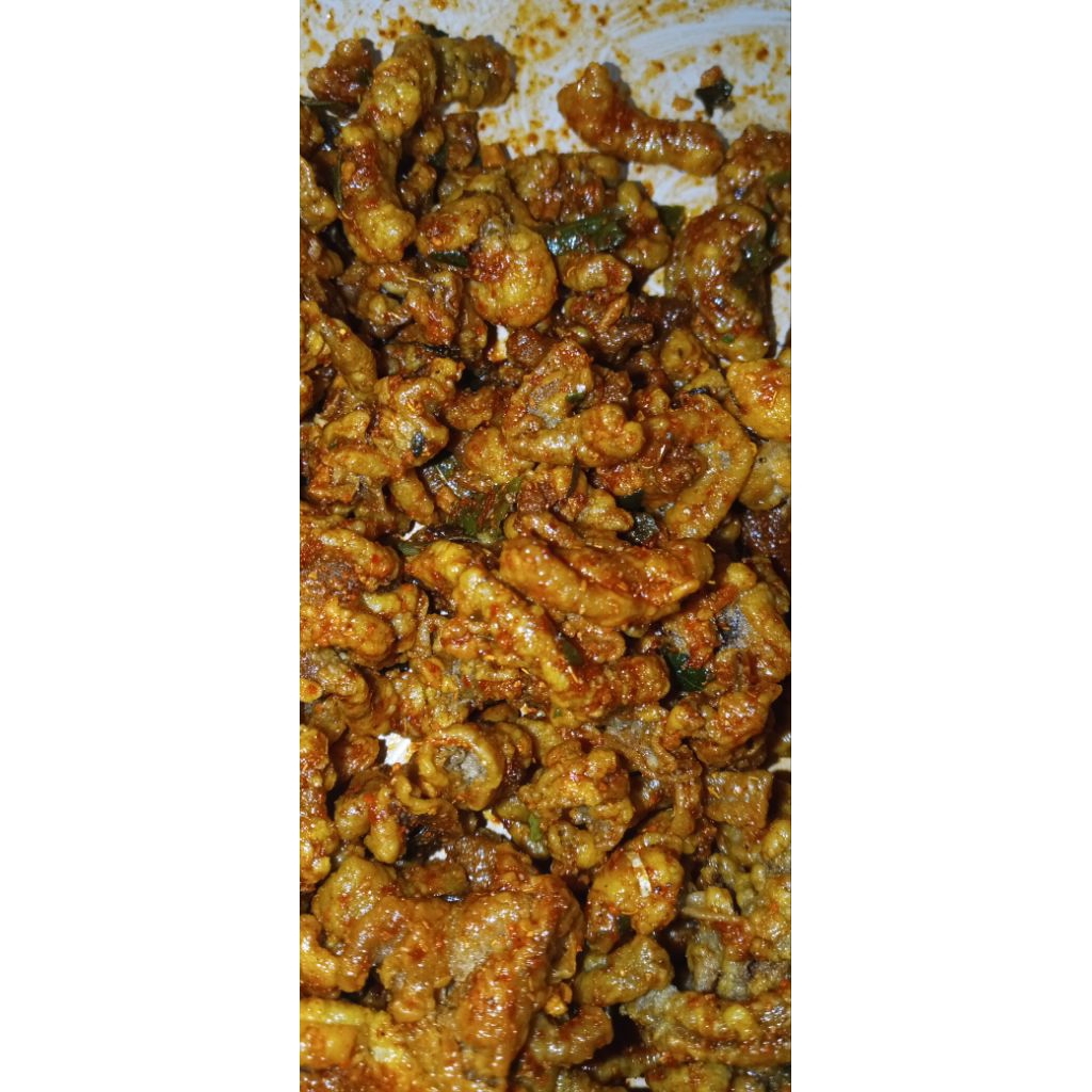 

Usus crispy Pedas Daun jeruk