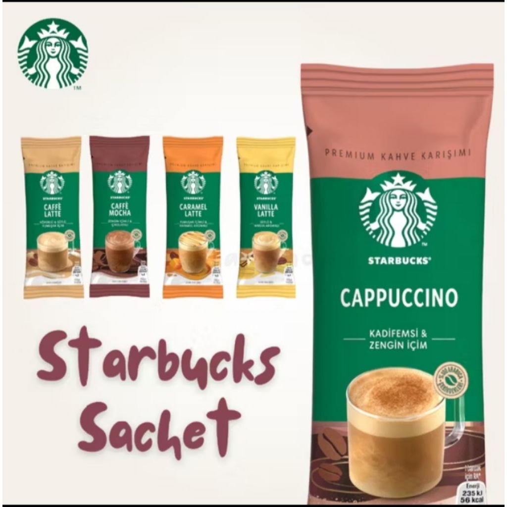 

Starbucks Sachet Kopi Instant Bubuk Premium Varian Cappuccino Caramel Latte 4pcs x 23gr