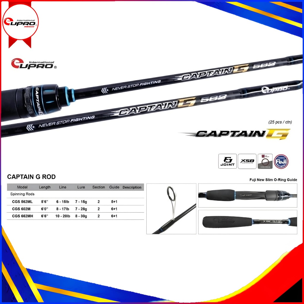 CAPTAIN G Joran Pancing Spinning Eupro CGS 562ML 602M 662MH 702MH