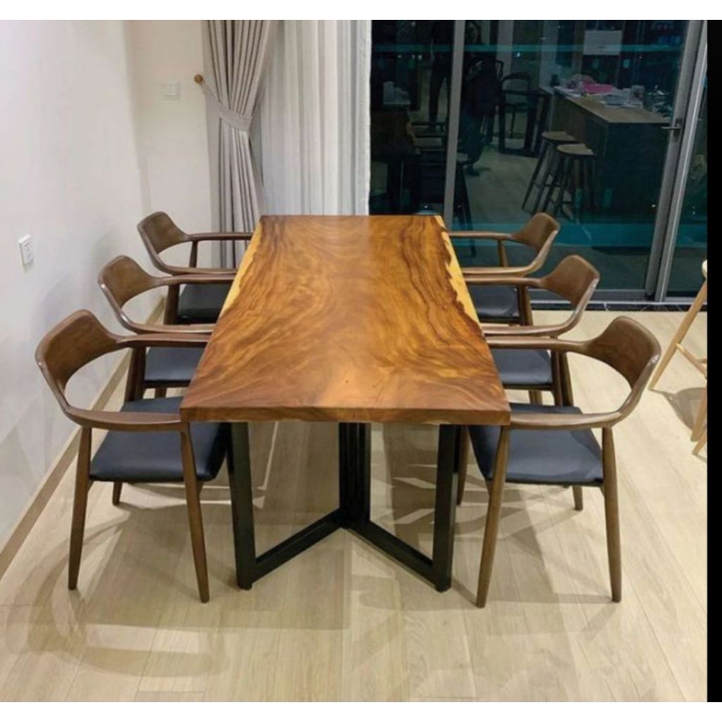 RAY meja trembesi, meja makan kayu trembesi, meja trembesi set - 180*80, 6kursi