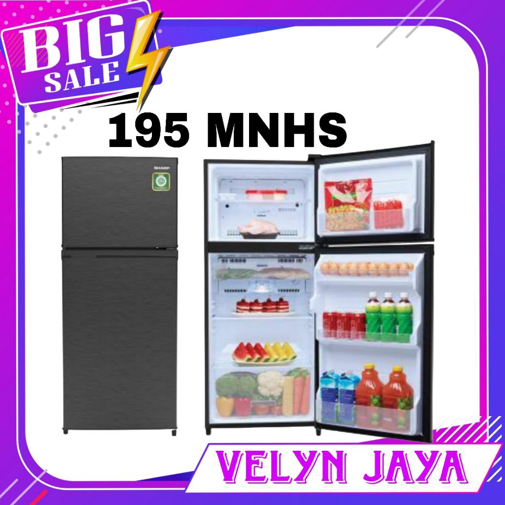 Kulkas sharp 2 pintu no frost kulkas 2 pintu sharp tanpa salju low watt 195mnhs