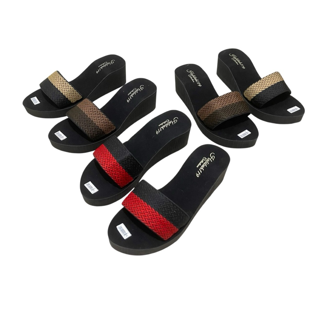 wedges sandal selop rajut wanita sandal rajut