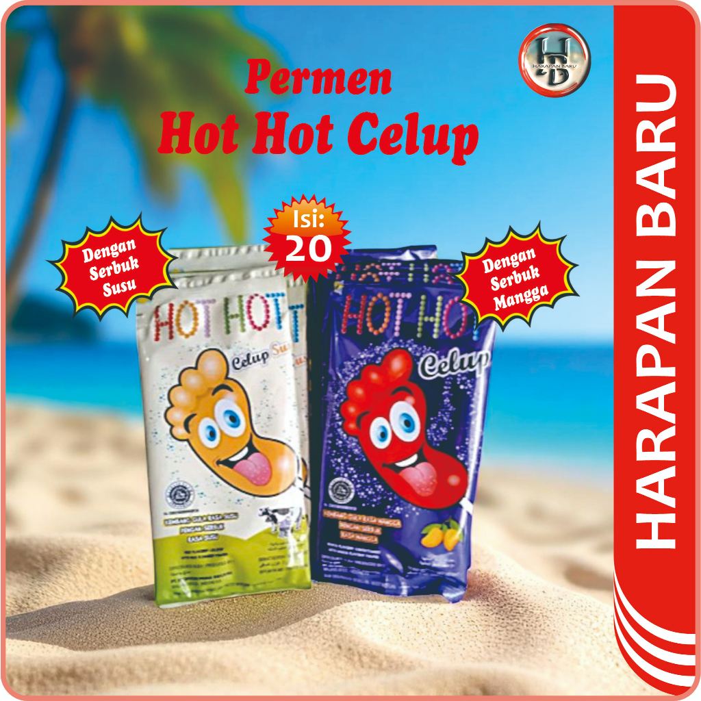 

HOT HOT CELUP - Isi 20 - Permen Dengan Serbuk Mangga dan Serbuk Susu