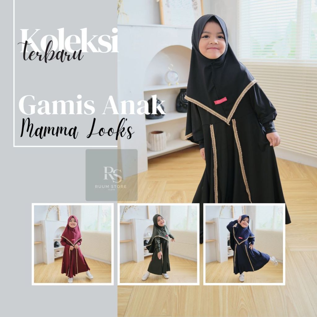 Baju Lebaran Anak Perempuan Gamis Abaya Jersey Set Hijab Syar'i Umur 1 - 9 Tahun Model Terbaru