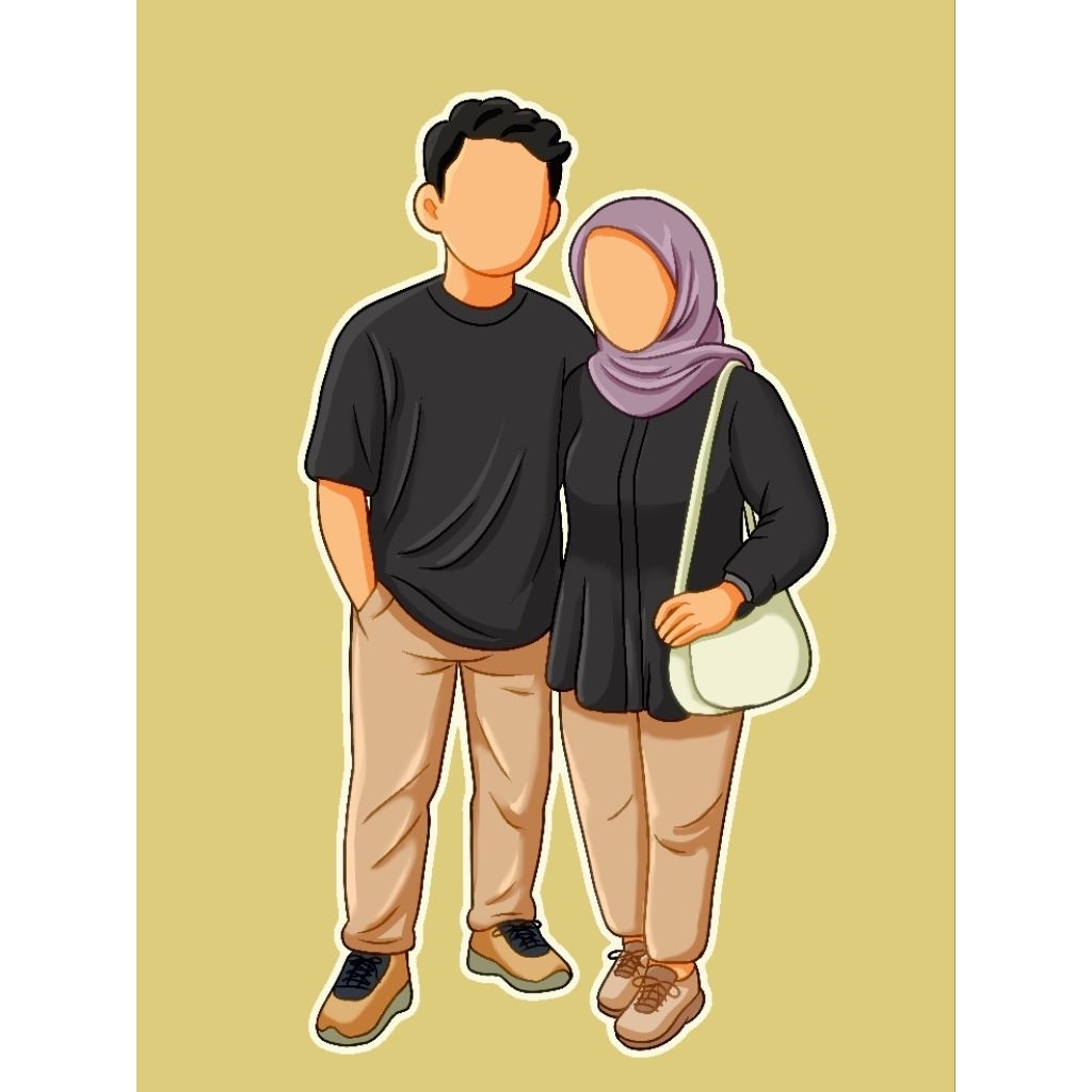 iIlustrasi kartun custom digital faceless (tanpa wajah)