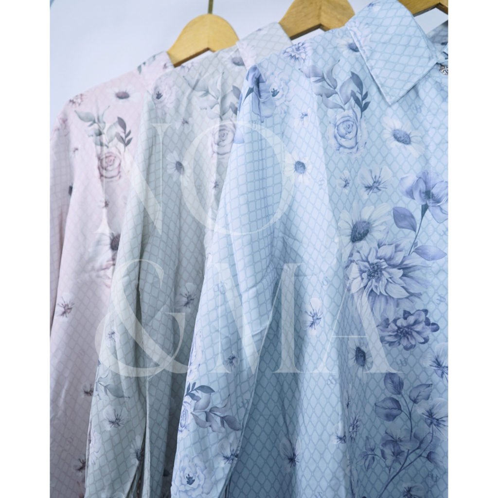 Blouse Motif Bunga Wanita - Bahan Silk Premium