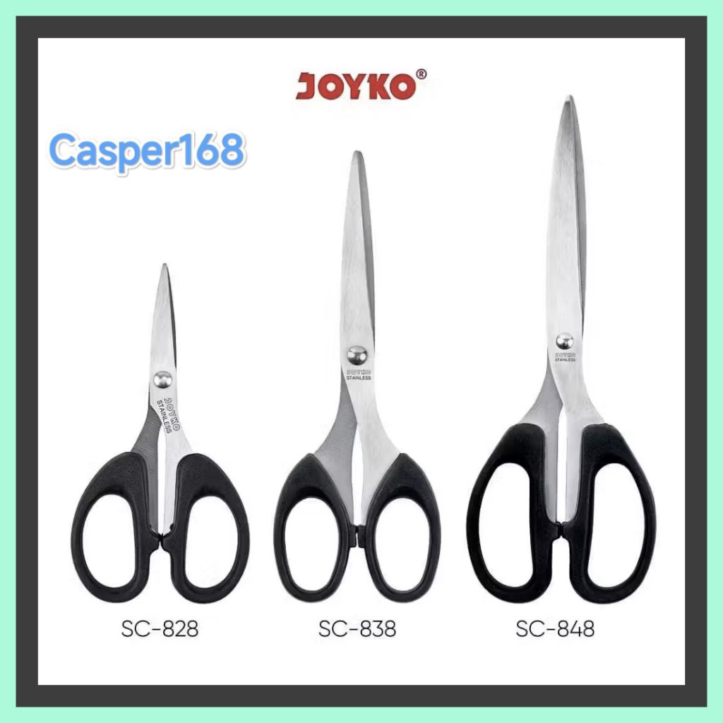 

JOYKO - SCISSORS - GUNTING HITAM Ukrn KECIL SC-828 / SEDANG SC-838 / BESAR SC-848