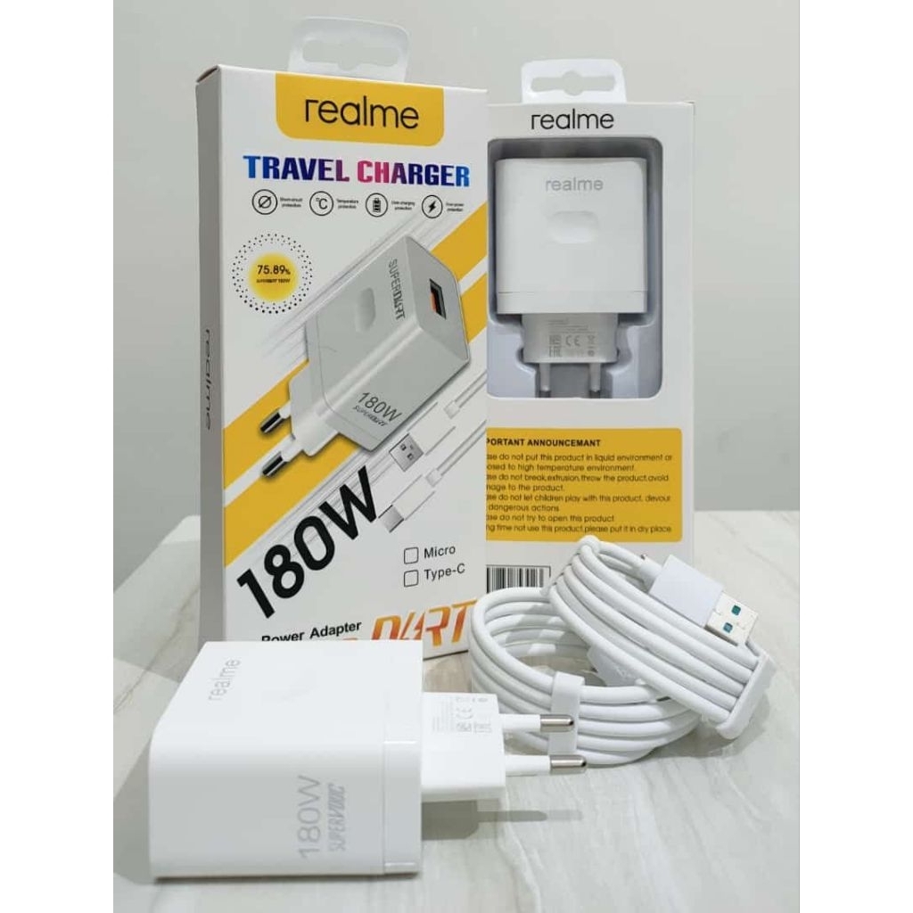 Realme / Travel Charger Cashan Max Premium 99% Realme 180W Fast Charging DART - Micro USB & Type C
