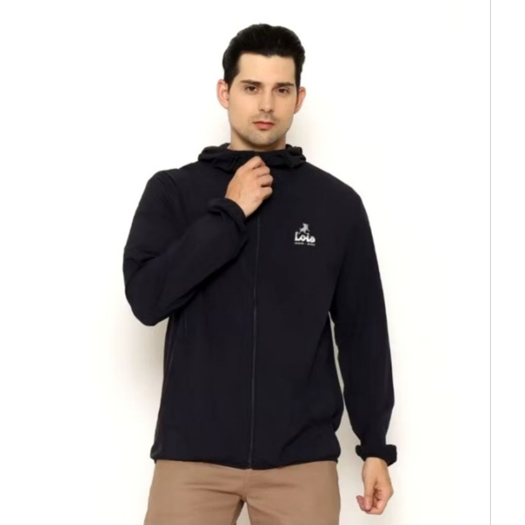 Jaket Hoodie Pria Original Lois MJFT001B Hitam New Arrivals