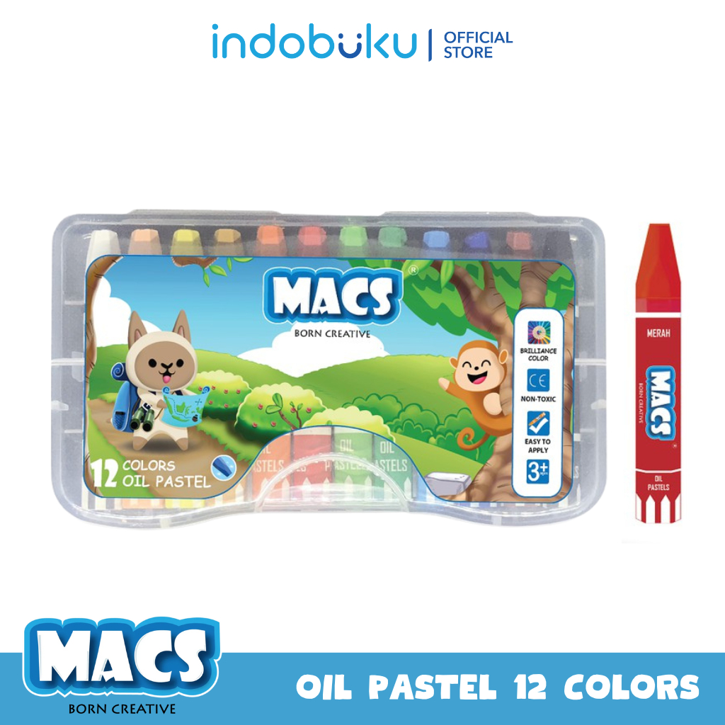

MACS Crayon Oil Pastel 12 Color / Krayon Premium 12 Warna