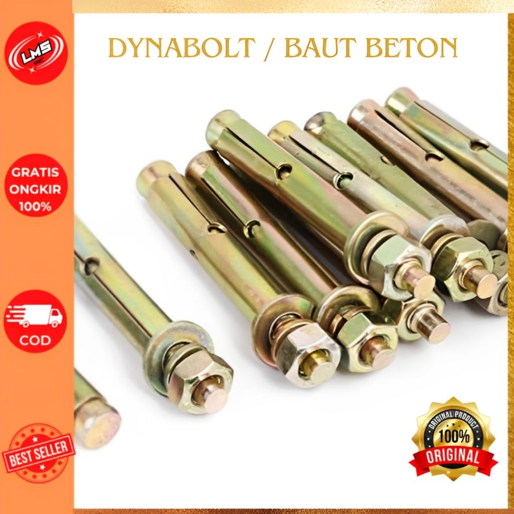 Isi Per Dus Dynabolt Dinabolt dynabol Baut Beton M8 8x65 isi 250 pcs Kuat Awet Tahan Lama Original M