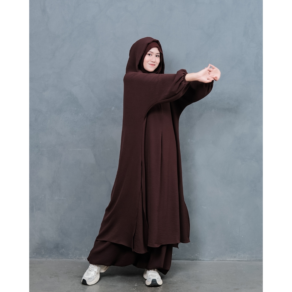 Mecca set hoodie sporty / Setelan Olahraga Wanita Muslim / Bahan Crinkle / Sirwal Tunik Gamis Sporty