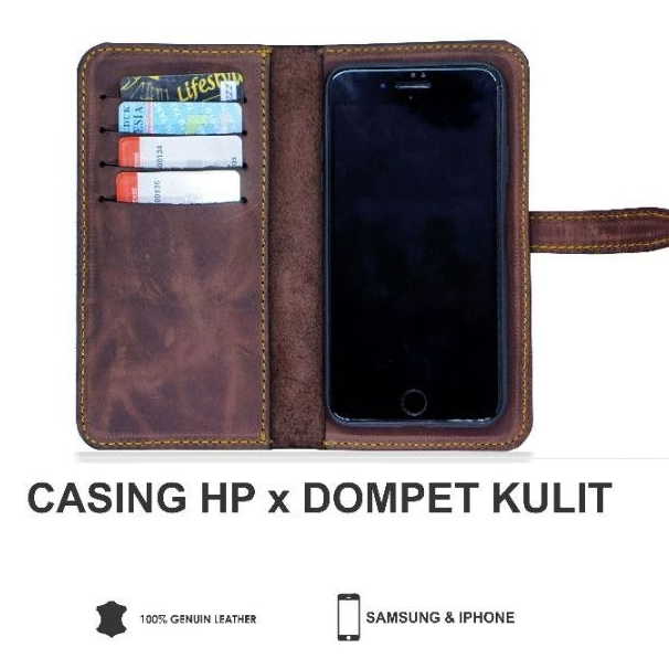casing hp dompet kulit custom