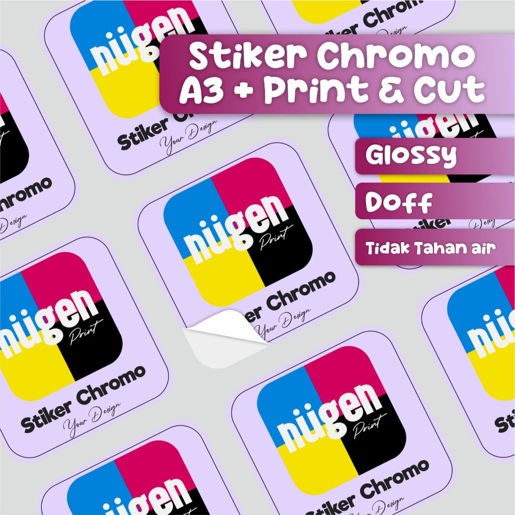 

Cetak Print Stiker Sticker Label Chromo / HVS A3+ CUTTING Kiss Cut Die Cut LABEL STIKER MAKANAN MINUMAN CUSTOM