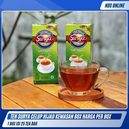 

Teh Celup Surya Hijau 25 | 1 Box isi 25 Tea Bag | Teh Wangi Nikmat Rasa Lembut | Kualitas Premium