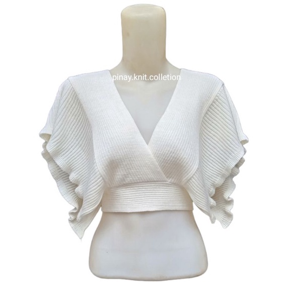 KODE Y38E Atasan Crop Outer Rompi Rajut WanitaVest Knit Ruffle Pinay
