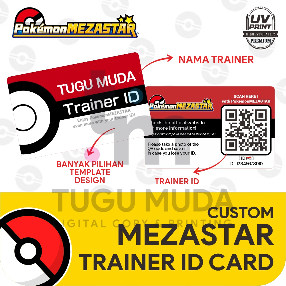 

Cetak Kartu Trainer Pokemon Mezastar | Trainer ID Card Pokemon UV Print | PVC Tebal | Metallic Silver - CUSTOM - Gratis/Free Biaya Design - Super Murah