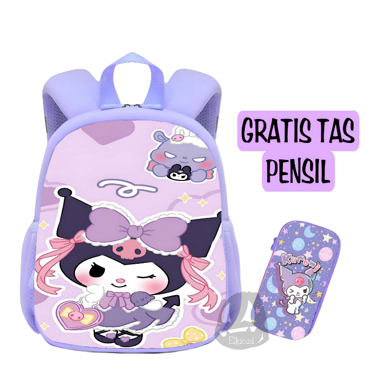Tas Labubu Kuromi Anak Perempuan Anti Air  / Tas Ransel Sekolah Viral Lucu Kekinian / Fashion Anak W