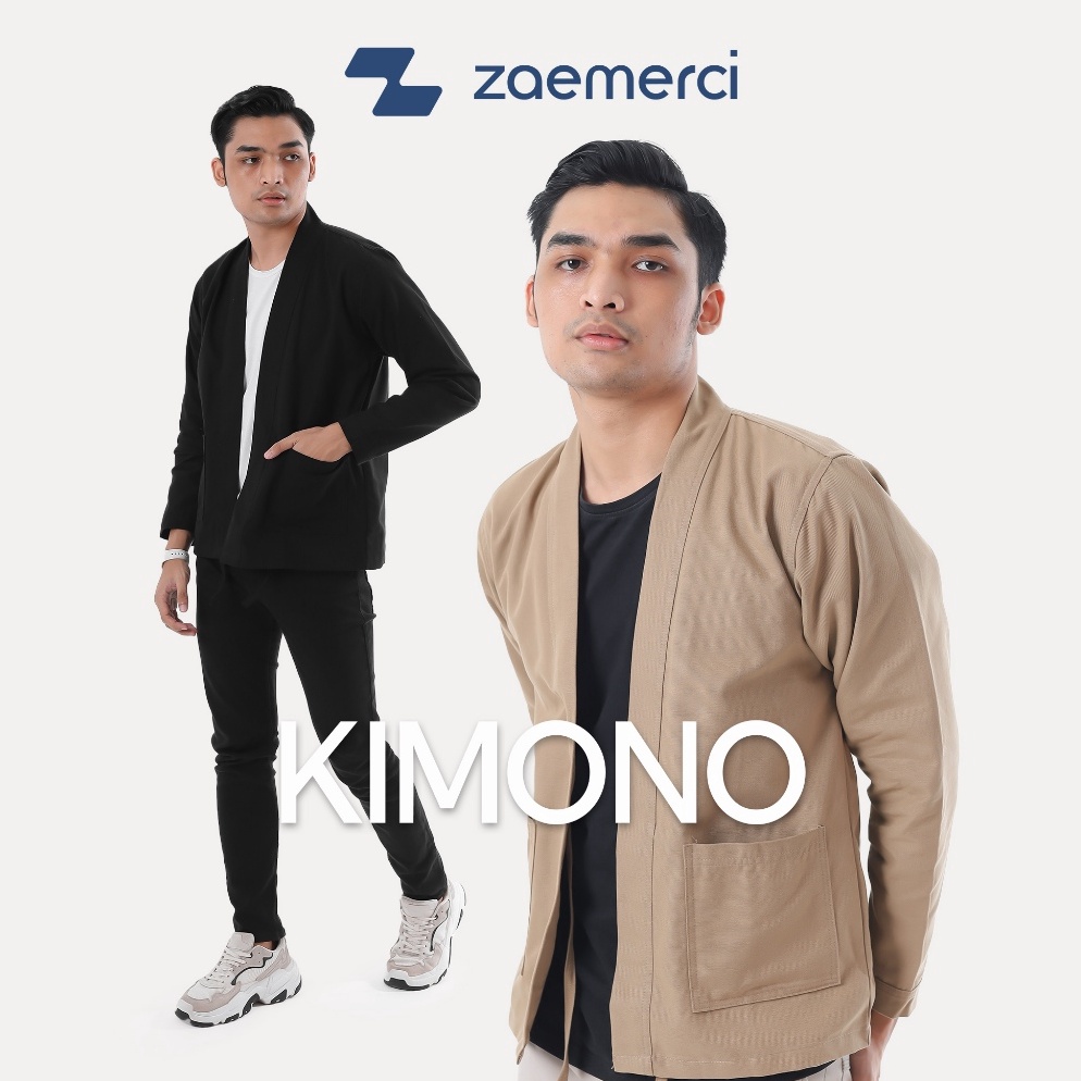 KODE R15V Zaemerci  Kimono Kanvas Lengan Panjang Pria  Outer Casual Unisex Original