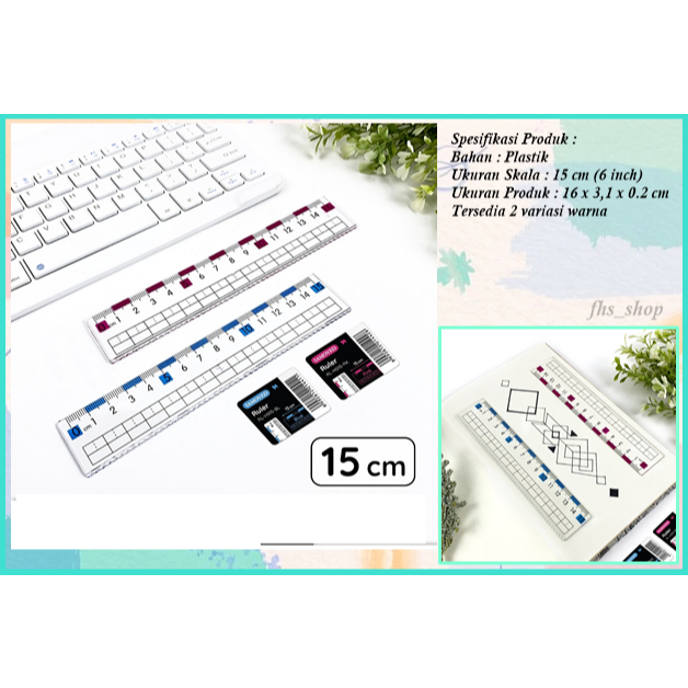 

Penggaris Plastik Transparan Warna Penggaris Aesthetic Penggaris Lucu Simple Color Ruler 15 cm
