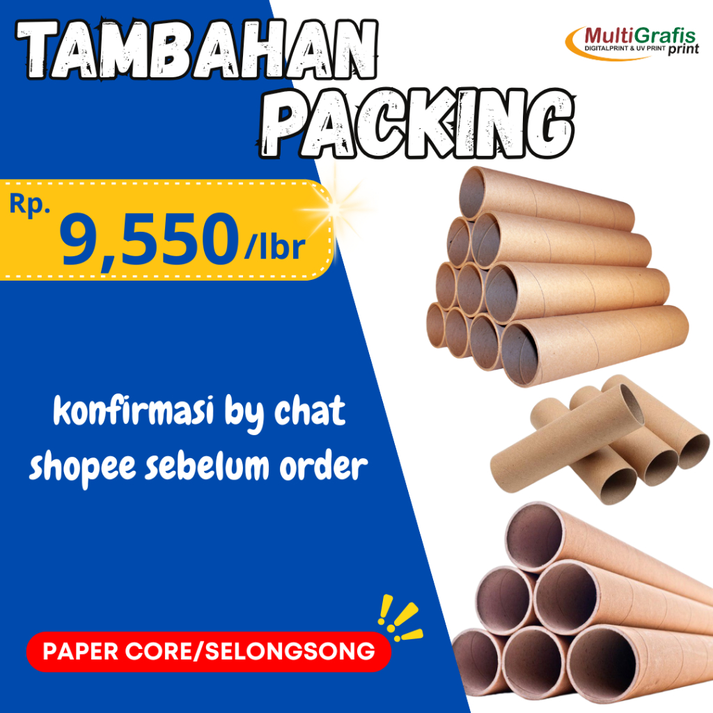 

Tambahan Packing Agar Tetap Aman – Paper Core / Bubble Wrap / Kardus